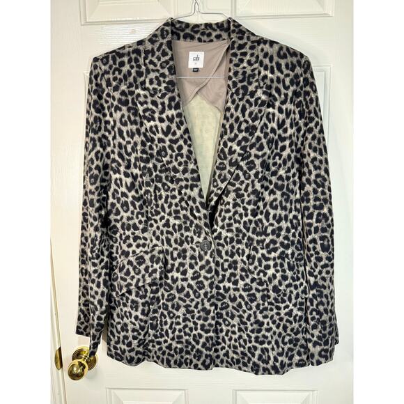 Cabi Retro 80's Animal Print Gray Lined Jacket Size 12 - Picture 3 of 10